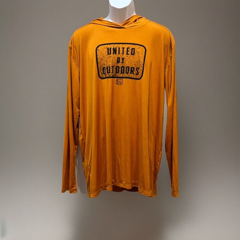 Fintech Sun Defender Outdoor Orange Long Sleeve Hoodie Top Men Size XL New